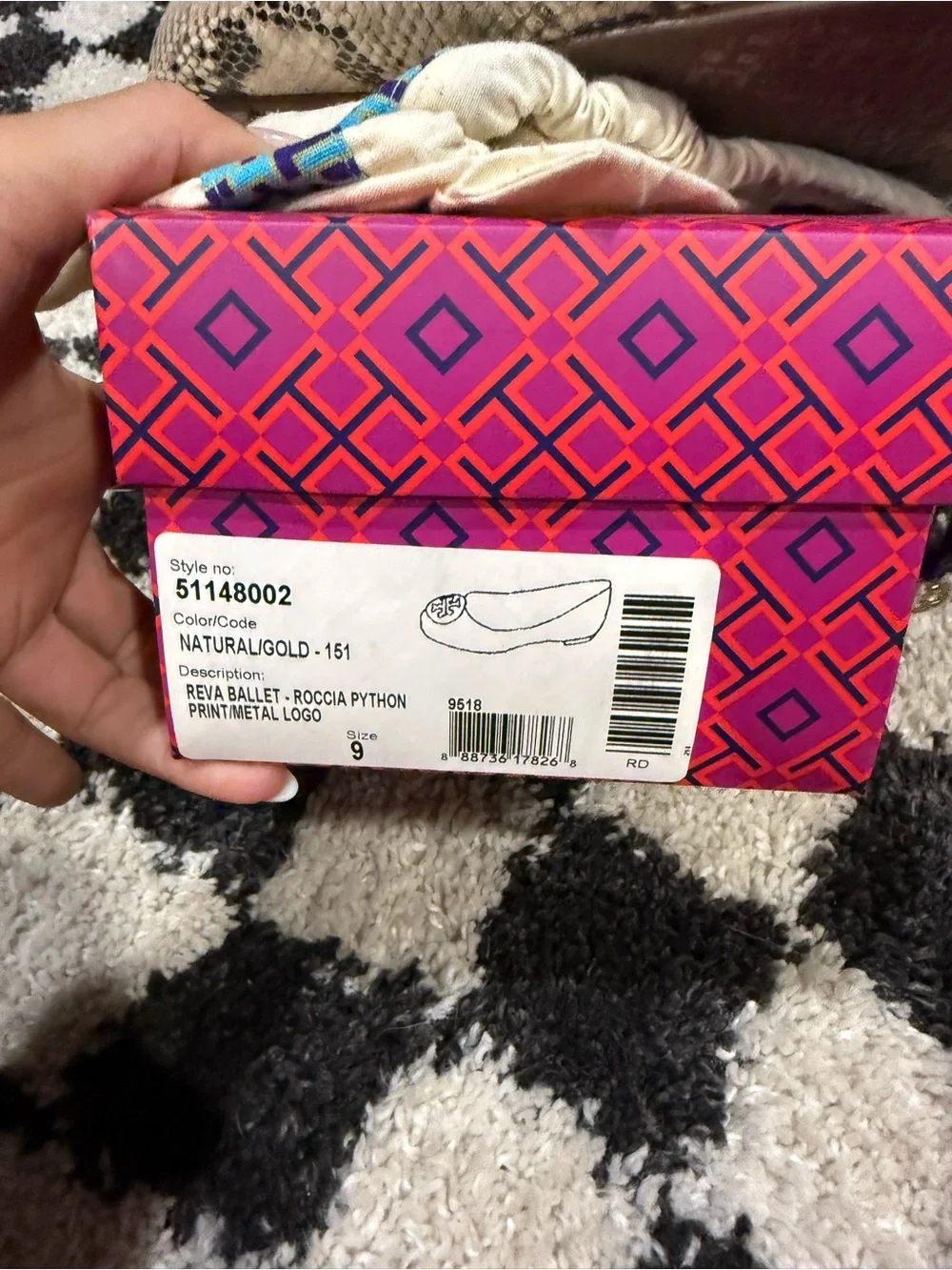 Tory Burch Neutral Snake-Print Reva Flats with Gold Medallion